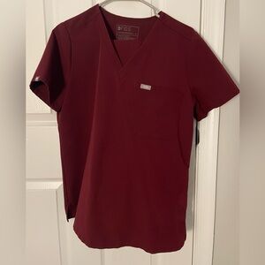 Set of Maroon Figs Scrubs (top and bottom)